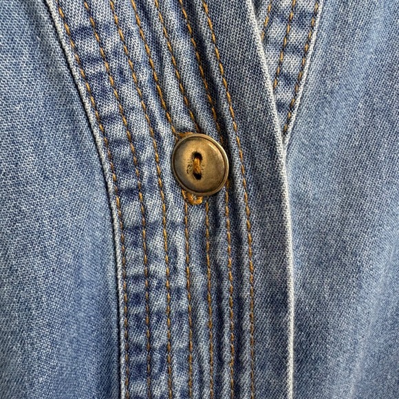 Orvis Womens Denim Button Front Shirt Dress Size S Midi Blue Utility Oversized - Picture 8 of 17